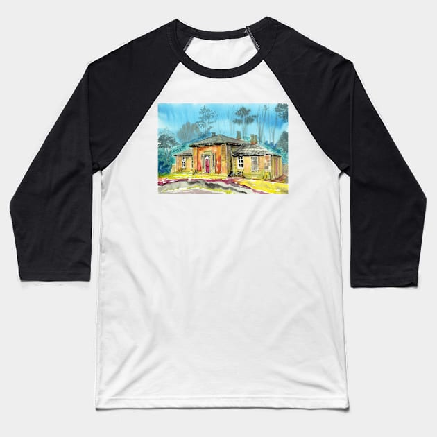 Gouache Painting of Wingfield Station, Derbyshire Baseball T-Shirt by WaterGardens